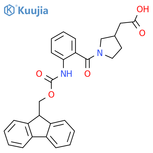 2-{1-2-({(9H-fluoren-9-yl)methoxycarbonyl}amino)benzoylpyrrolidin-3-yl}acetic acid structure