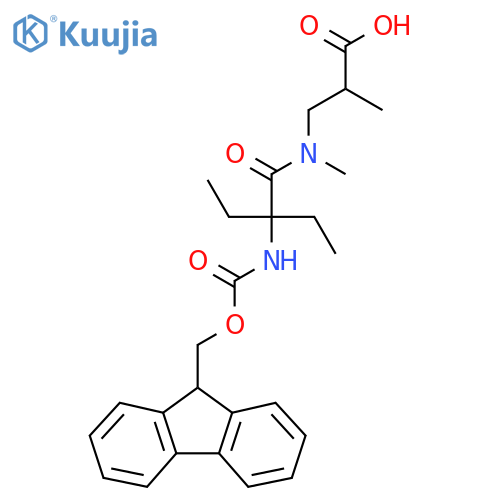 3-2-ethyl-2-({(9H-fluoren-9-yl)methoxycarbonyl}amino)-N-methylbutanamido-2-methylpropanoic acid structure