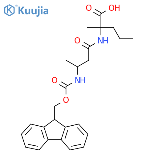 2-3-({(9H-fluoren-9-yl)methoxycarbonyl}amino)butanamido-2-methylpentanoic acid structure