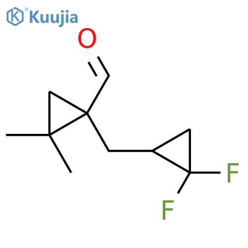 1-(2,2-difluorocyclopropyl)methyl-2,2-dimethylcyclopropane-1-carbaldehyde structure