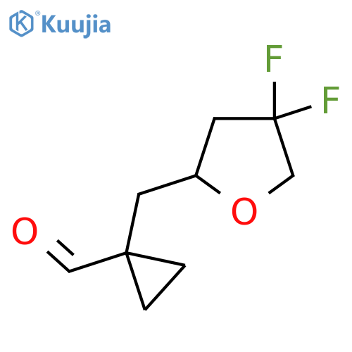 1-(4,4-difluorooxolan-2-yl)methylcyclopropane-1-carbaldehyde structure