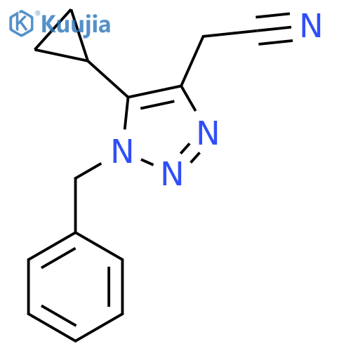 2-(1-benzyl-5-cyclopropyl-1H-1,2,3-triazol-4-yl)acetonitrile structure