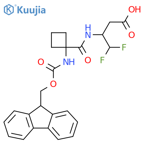3-{1-({(9H-fluoren-9-yl)methoxycarbonyl}amino)cyclobutylformamido}-4,4-difluorobutanoic acid structure