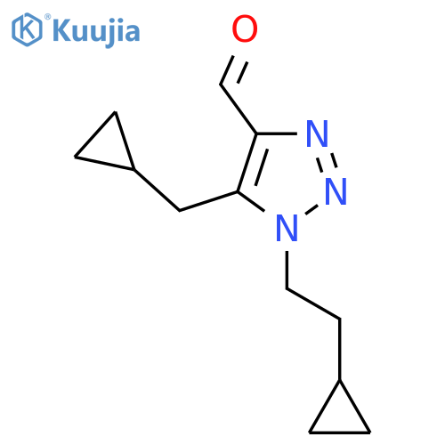 1-(2-cyclopropylethyl)-5-(cyclopropylmethyl)-1H-1,2,3-triazole-4-carbaldehyde structure