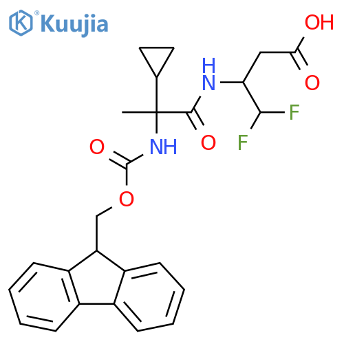 3-2-cyclopropyl-2-({(9H-fluoren-9-yl)methoxycarbonyl}amino)propanamido-4,4-difluorobutanoic acid structure