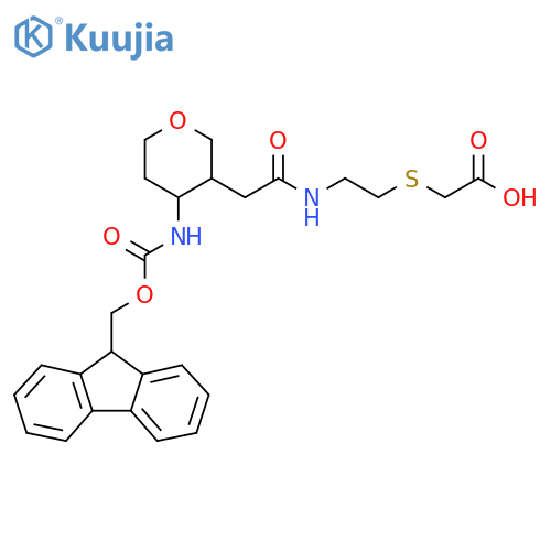 2-(2-{2-4-({(9H-fluoren-9-yl)methoxycarbonyl}amino)oxan-3-ylacetamido}ethyl)sulfanylacetic acid structure