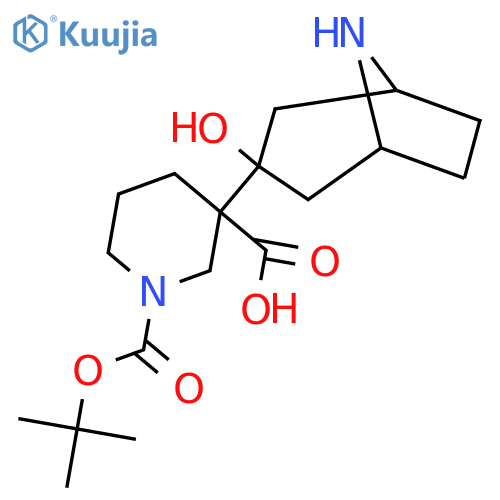 1-(tert-butoxy)carbonyl-3-{3-hydroxy-8-azabicyclo3.2.1octan-3-yl}piperidine-3-carboxylic acid structure