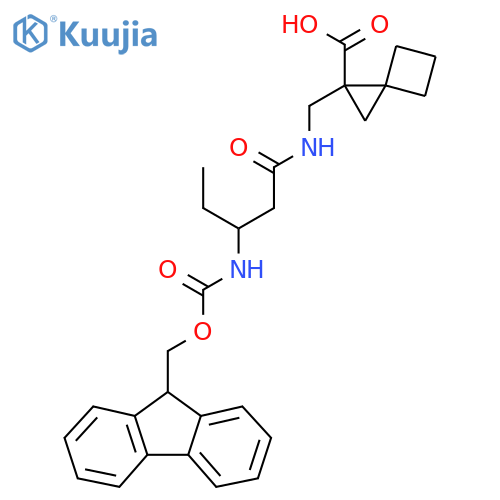 1-{3-({(9H-fluoren-9-yl)methoxycarbonyl}amino)pentanamidomethyl}spiro2.3hexane-1-carboxylic acid structure