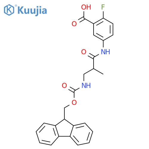 5-3-({(9H-fluoren-9-yl)methoxycarbonyl}amino)-2-methylpropanamido-2-fluorobenzoic acid structure