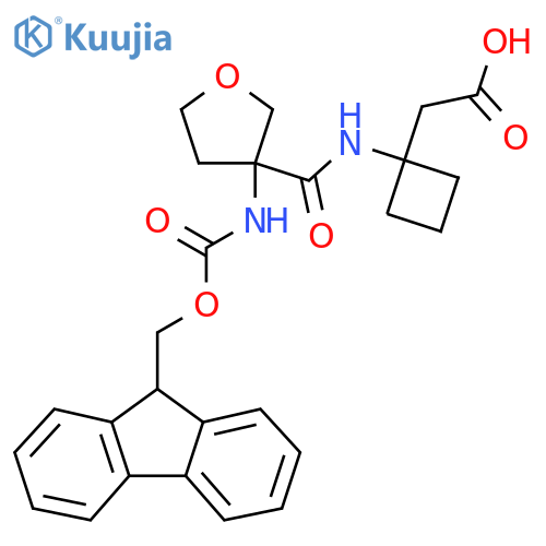 2-{1-3-({(9H-fluoren-9-yl)methoxycarbonyl}amino)oxolane-3-amidocyclobutyl}acetic acid structure