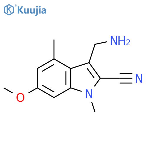 3-(aminomethyl)-6-methoxy-1,4-dimethyl-1H-indole-2-carbonitrile structure