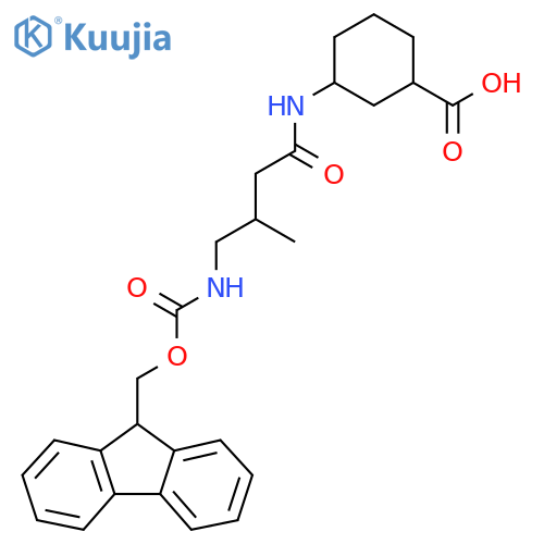 3-4-({(9H-fluoren-9-yl)methoxycarbonyl}amino)-3-methylbutanamidocyclohexane-1-carboxylic acid structure