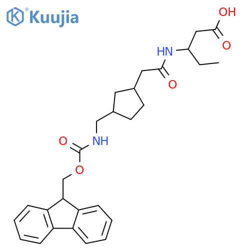 3-(2-{3-({(9H-fluoren-9-yl)methoxycarbonyl}amino)methylcyclopentyl}acetamido)pentanoic acid structure