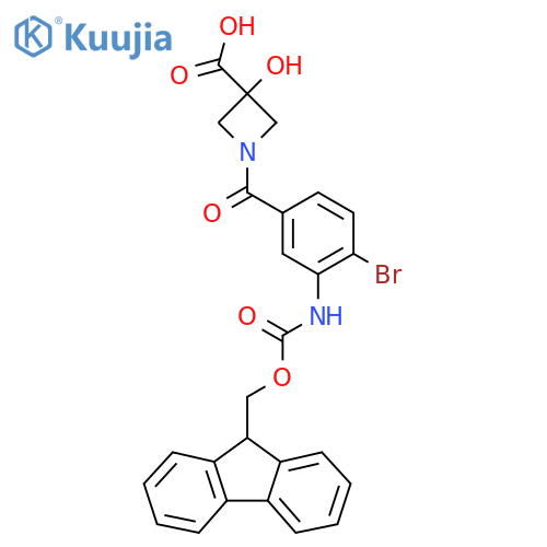 1-4-bromo-3-({(9H-fluoren-9-yl)methoxycarbonyl}amino)benzoyl-3-hydroxyazetidine-3-carboxylic acid structure