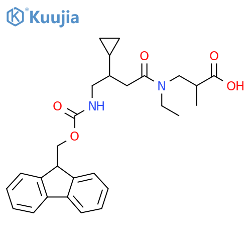 3-3-cyclopropyl-N-ethyl-4-({(9H-fluoren-9-yl)methoxycarbonyl}amino)butanamido-2-methylpropanoic acid structure