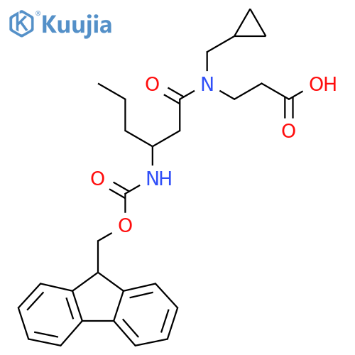 3-N-(cyclopropylmethyl)-3-({(9H-fluoren-9-yl)methoxycarbonyl}amino)hexanamidopropanoic acid structure