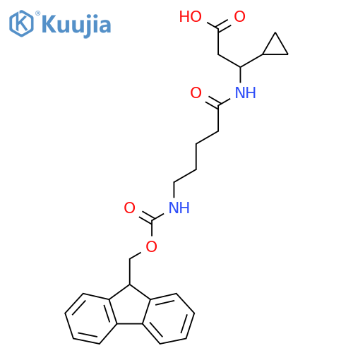 3-cyclopropyl-3-5-({(9H-fluoren-9-yl)methoxycarbonyl}amino)pentanamidopropanoic acid structure