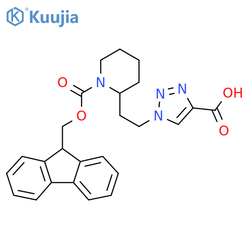 1-(2-{1-(9H-fluoren-9-ylmethoxy)carbonylpiperidin-2-yl}ethyl)-1H-1,2,3-triazole-4-carboxylic acid structure
