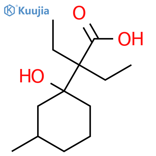 2-ethyl-2-(1-hydroxy-3-methylcyclohexyl)butanoic acid structure