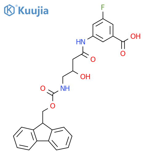 3-4-({(9H-fluoren-9-yl)methoxycarbonyl}amino)-3-hydroxybutanamido-5-fluorobenzoic acid structure
