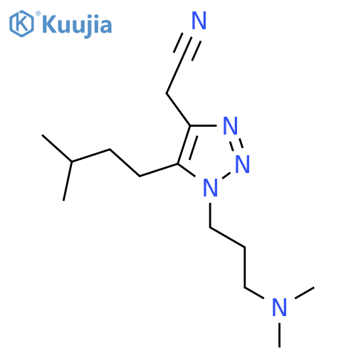 2-{1-3-(dimethylamino)propyl-5-(3-methylbutyl)-1H-1,2,3-triazol-4-yl}acetonitrile structure