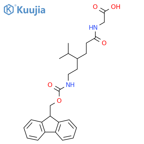 2-{4-2-({(9H-fluoren-9-yl)methoxycarbonyl}amino)ethyl-5-methylhexanamido}acetic acid structure
