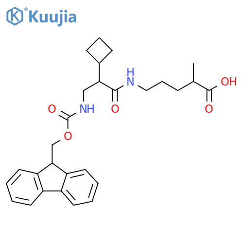 5-2-cyclobutyl-3-({(9H-fluoren-9-yl)methoxycarbonyl}amino)propanamido-2-methylpentanoic acid structure