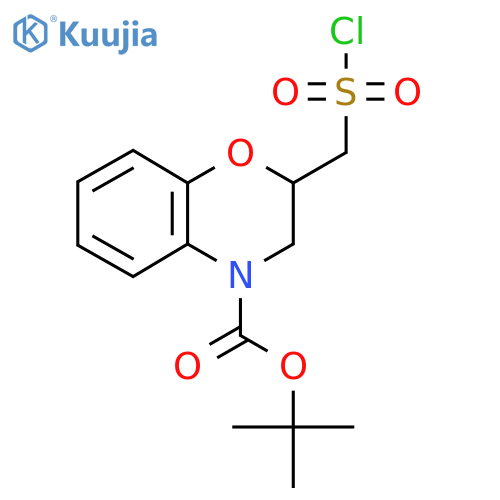 tert-butyl 2-(chlorosulfonyl)methyl-3,4-dihydro-2H-1,4-benzoxazine-4-carboxylate structure