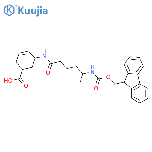 5-5-({(9H-fluoren-9-yl)methoxycarbonyl}amino)hexanamidocyclohex-3-ene-1-carboxylic acid structure