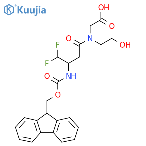 2-3-({(9H-fluoren-9-yl)methoxycarbonyl}amino)-4,4-difluoro-N-(2-hydroxyethyl)butanamidoacetic acid structure