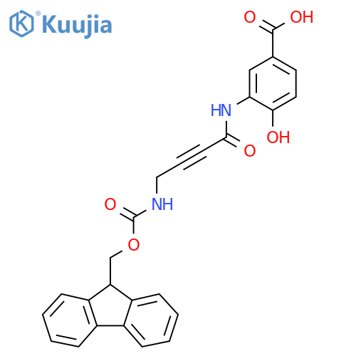3-4-({(9H-fluoren-9-yl)methoxycarbonyl}amino)but-2-ynamido-4-hydroxybenzoic acid structure