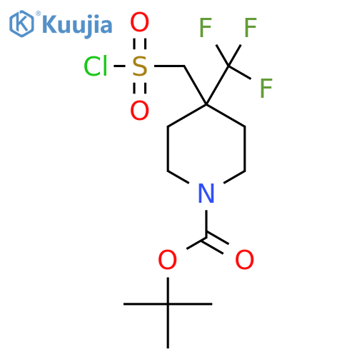 tert-butyl 4-(chlorosulfonyl)methyl-4-(trifluoromethyl)piperidine-1-carboxylate structure