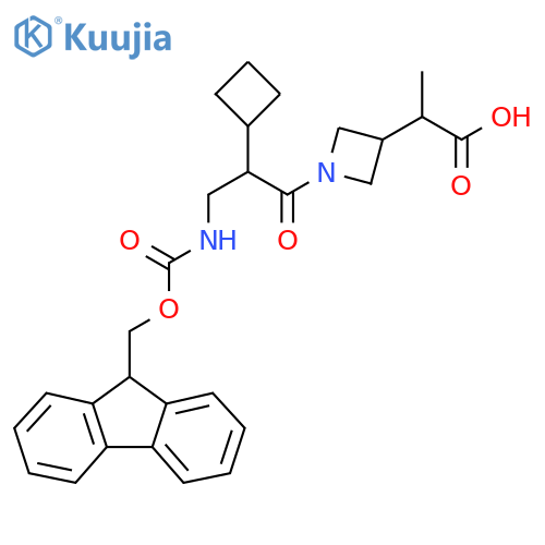 2-{1-2-cyclobutyl-3-({(9H-fluoren-9-yl)methoxycarbonyl}amino)propanoylazetidin-3-yl}propanoic acid structure