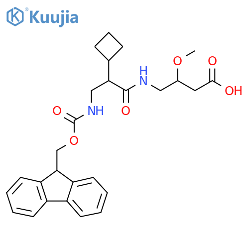 4-2-cyclobutyl-3-({(9H-fluoren-9-yl)methoxycarbonyl}amino)propanamido-3-methoxybutanoic acid structure