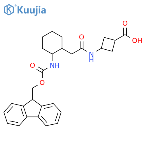 3-{2-2-({(9H-fluoren-9-yl)methoxycarbonyl}amino)cyclohexylacetamido}cyclobutane-1-carboxylic acid structure