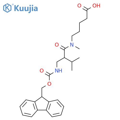 5-{2-({(9H-fluoren-9-yl)methoxycarbonyl}amino)methyl-N,3-dimethylbutanamido}pentanoic acid structure