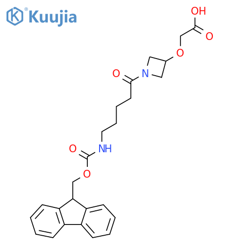 2-({1-5-({(9H-fluoren-9-yl)methoxycarbonyl}amino)pentanoylazetidin-3-yl}oxy)acetic acid structure