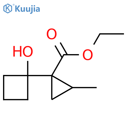 ethyl 1-(1-hydroxycyclobutyl)-2-methylcyclopropane-1-carboxylate structure