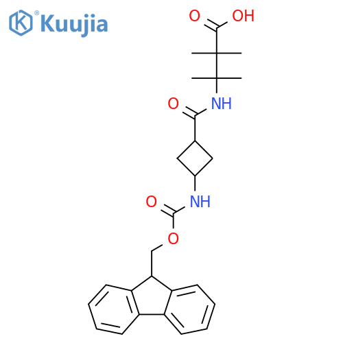 3-{3-({(9H-fluoren-9-yl)methoxycarbonyl}amino)cyclobutylformamido}-2,2,3-trimethylbutanoic acid structure