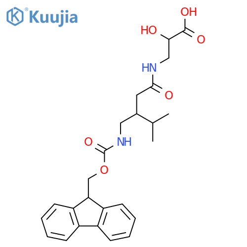 3-{3-({(9H-fluoren-9-yl)methoxycarbonyl}amino)methyl-4-methylpentanamido}-2-hydroxypropanoic acid structure