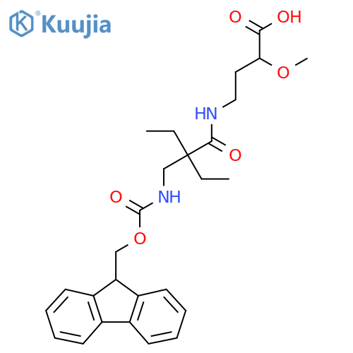 4-{2-ethyl-2-({(9H-fluoren-9-yl)methoxycarbonyl}amino)methylbutanamido}-2-methoxybutanoic acid structure