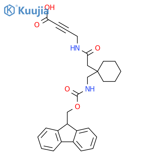 4-(2-{1-({(9H-fluoren-9-yl)methoxycarbonyl}amino)methylcyclohexyl}acetamido)but-2-ynoic acid structure
