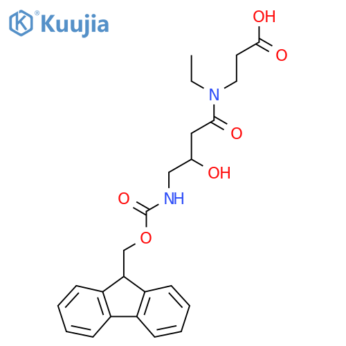 3-N-ethyl-4-({(9H-fluoren-9-yl)methoxycarbonyl}amino)-3-hydroxybutanamidopropanoic acid structure