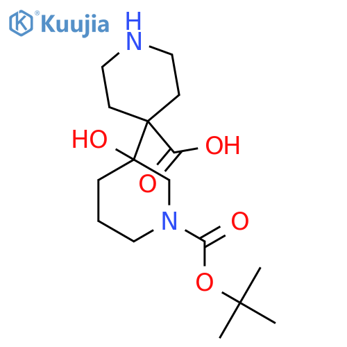 4-{1-(tert-butoxy)carbonyl-3-hydroxypiperidin-3-yl}piperidine-4-carboxylic acid structure