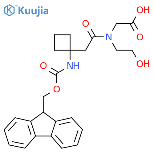 2-{2-1-({(9H-fluoren-9-yl)methoxycarbonyl}amino)cyclobutyl-N-(2-hydroxyethyl)acetamido}acetic acid structure