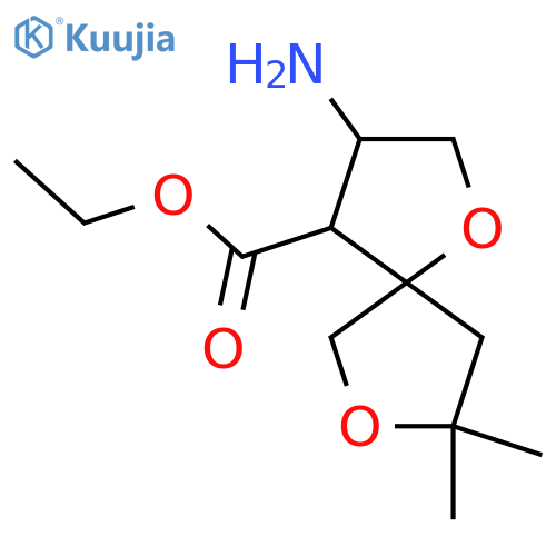 ethyl 3-amino-8,8-dimethyl-1,7-dioxaspiro4.4nonane-4-carboxylate structure