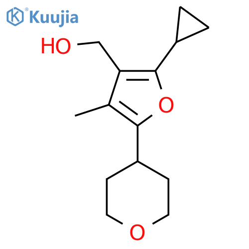 2-cyclopropyl-4-methyl-5-(oxan-4-yl)furan-3-ylmethanol structure