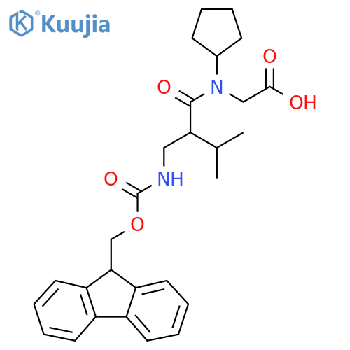 2-{N-cyclopentyl-2-({(9H-fluoren-9-yl)methoxycarbonyl}amino)methyl-3-methylbutanamido}acetic acid structure