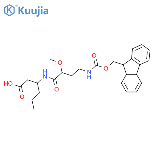 3-4-({(9H-fluoren-9-yl)methoxycarbonyl}amino)-2-methoxybutanamidohexanoic acid structure