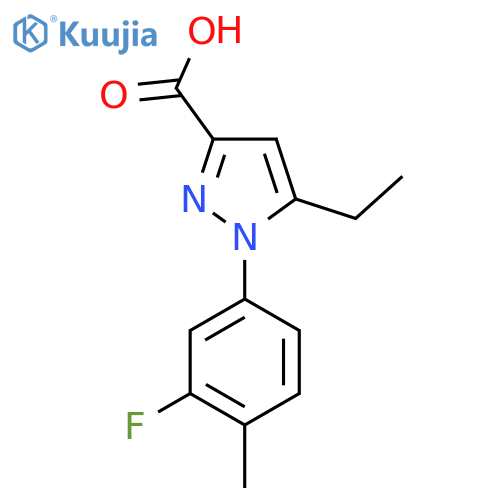 5-ethyl-1-(3-fluoro-4-methylphenyl)-1H-pyrazole-3-carboxylic acid structure